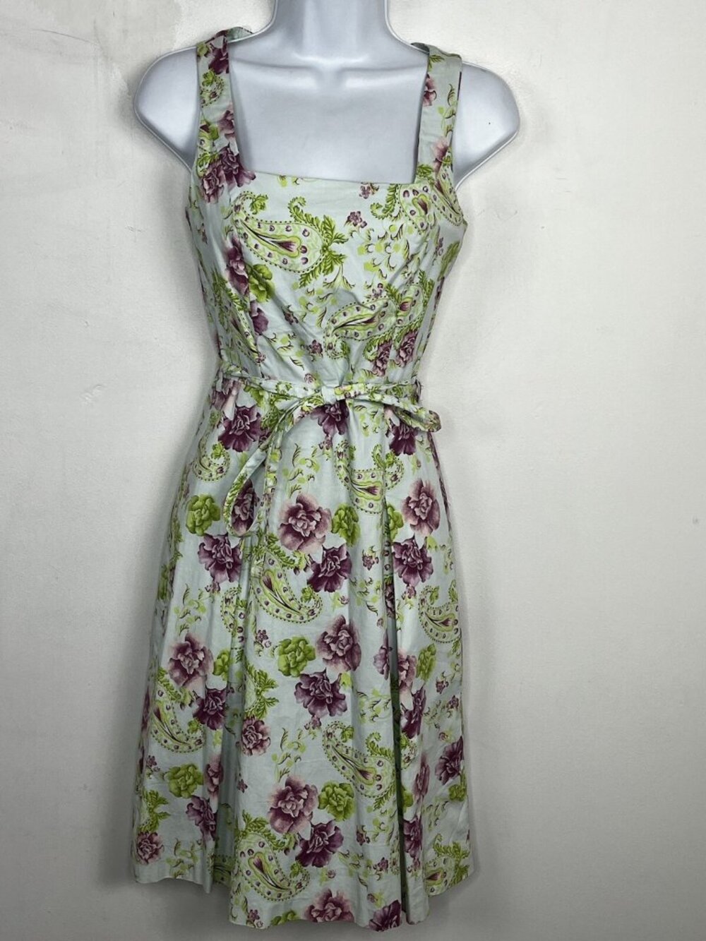 Zinc Sun Dress Sz 7 White Purple Floral Cottagecore Garden Party Prairiecore